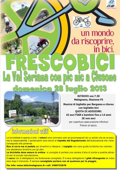 DOMENICA 28 LUGLIO: FRESCOBICI IN VAL SERIANA